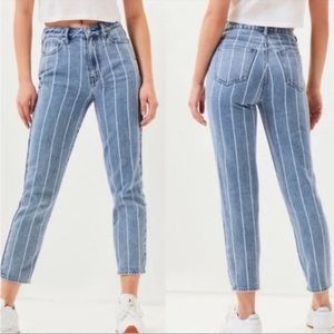 PacSun Window Pane Striped Mom Jeans Straight Leg Size 24
